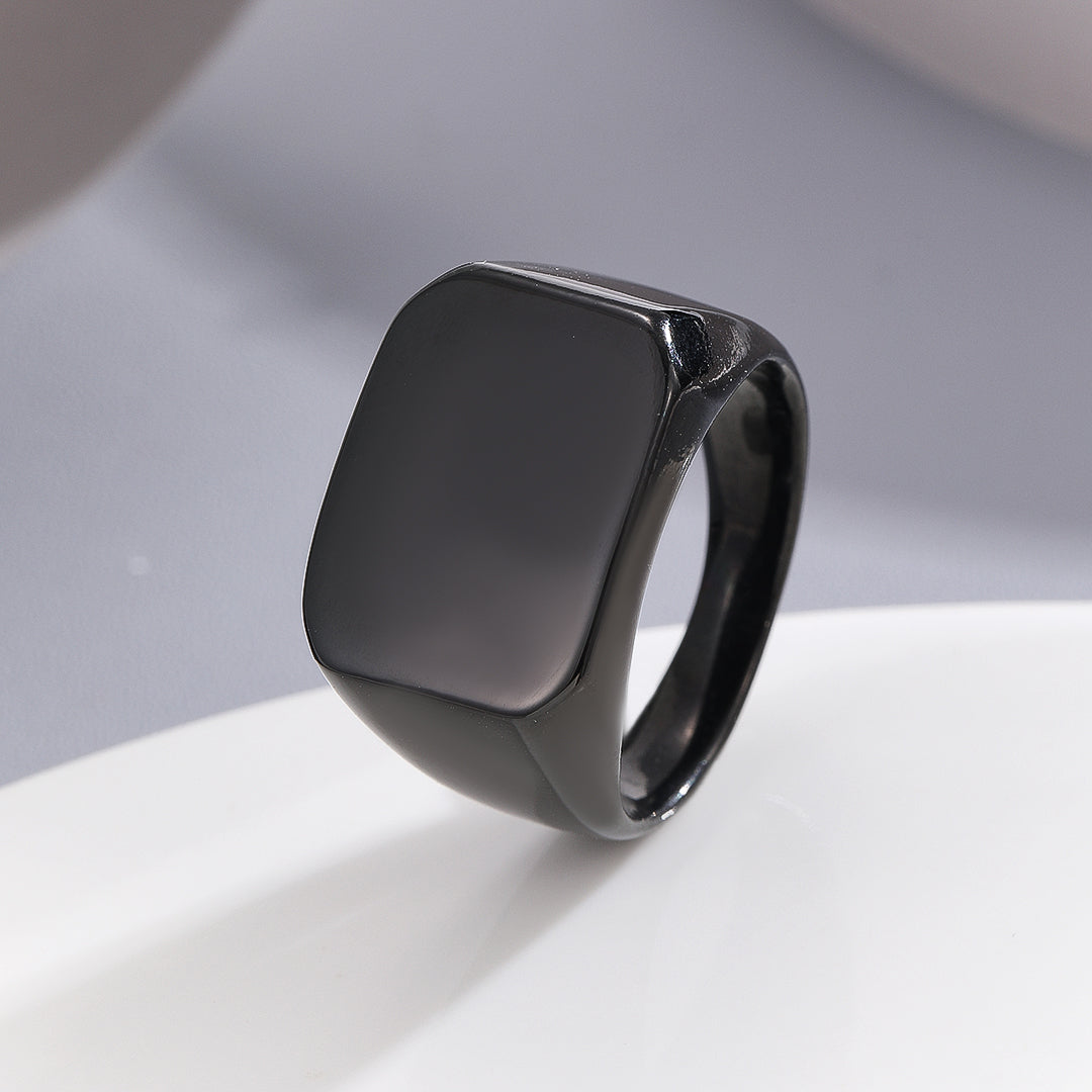 Refined Jet-Black Classic Ring