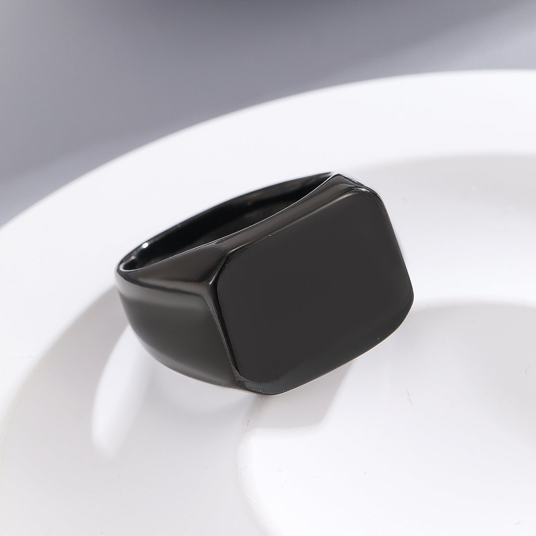 Refined Jet-Black Classic Ring