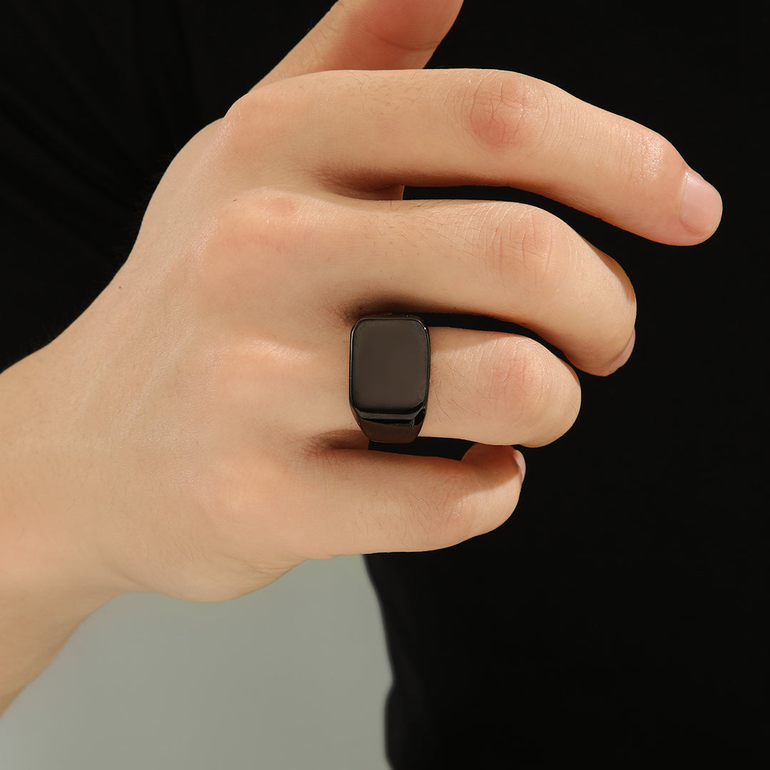 Refined Jet-Black Classic Ring