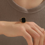 Load image into Gallery viewer, Stylish Gold Onyx Empire Ring
