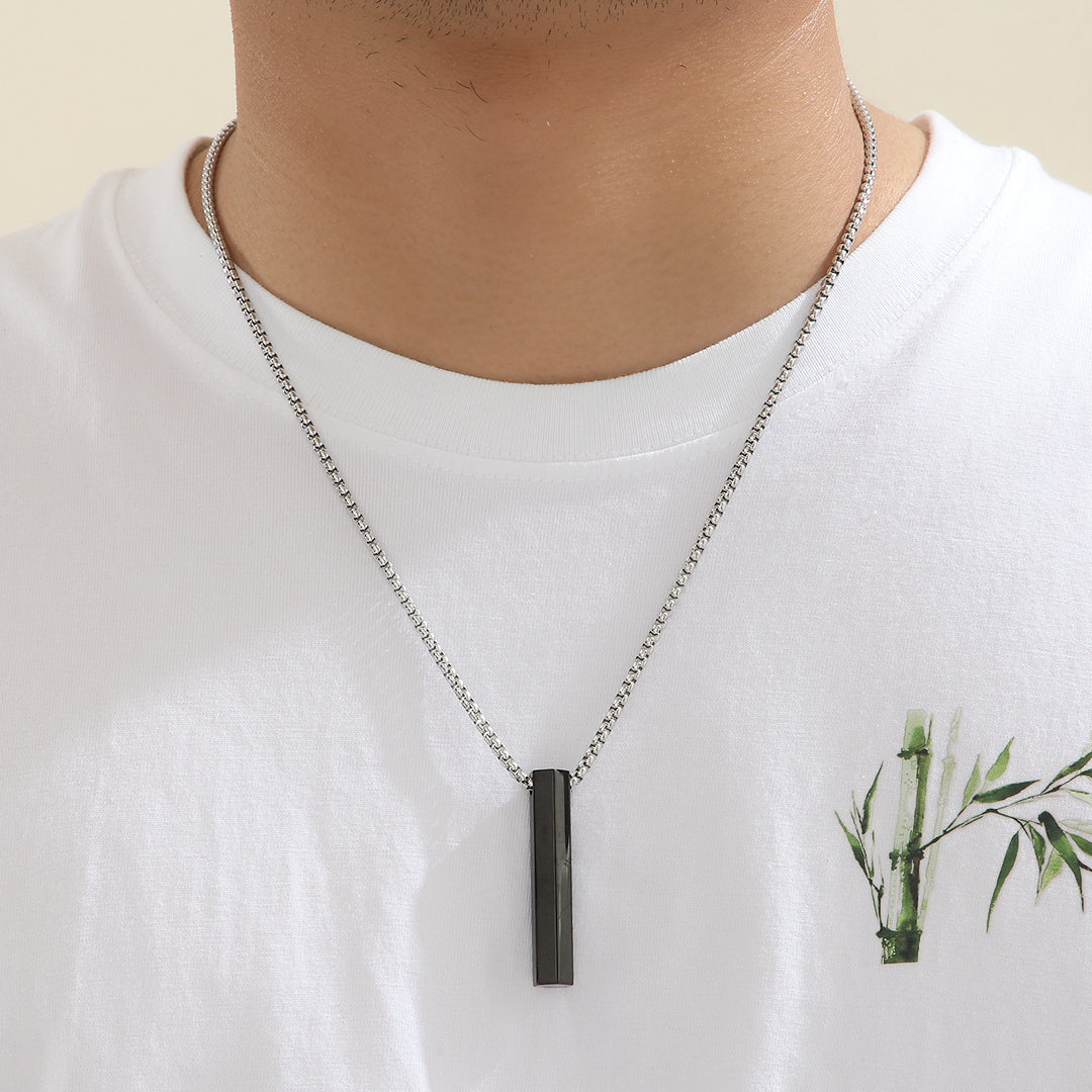 Minimalistic Black Bar Locket