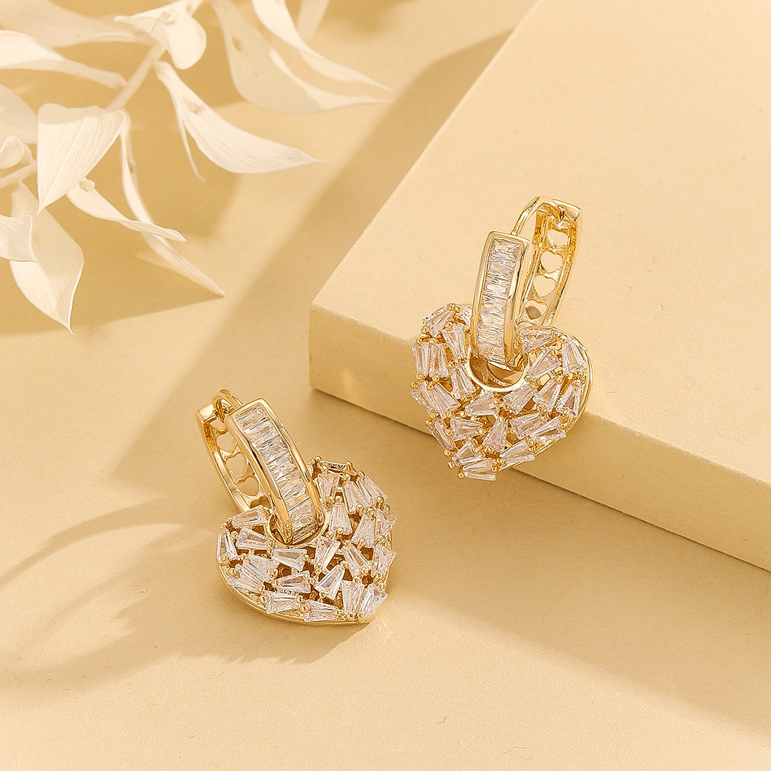Sparkling Golden Heart Affection  Earrings - Reet Pehal
