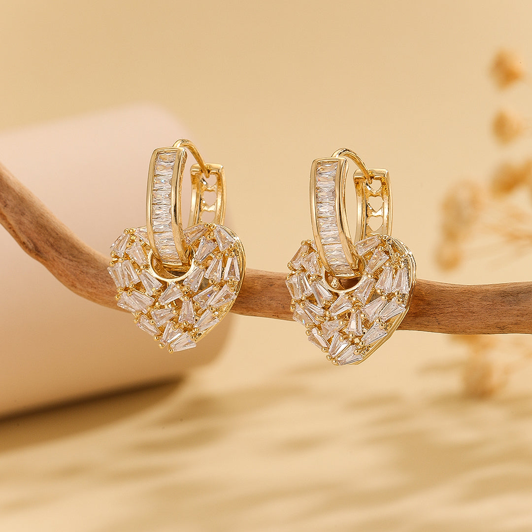 Sparkling Golden Heart Affection  Earrings - Reet Pehal