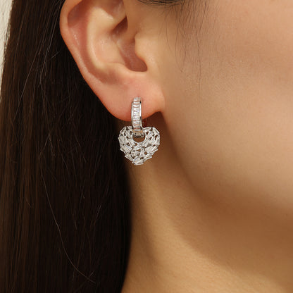 Sparkling Silver Heart Affection  Earrings - Reet Pehal