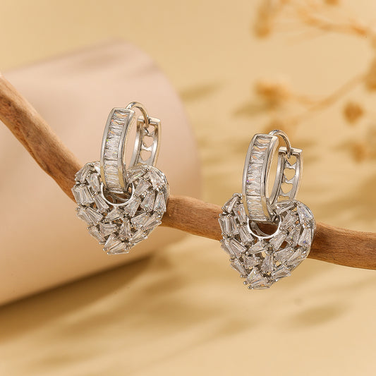 Sparkling Silver Heart Affection  Earrings - Reet Pehal