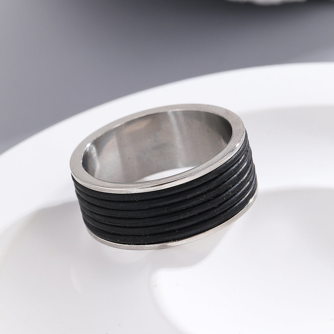 Urban Black Striped Ring