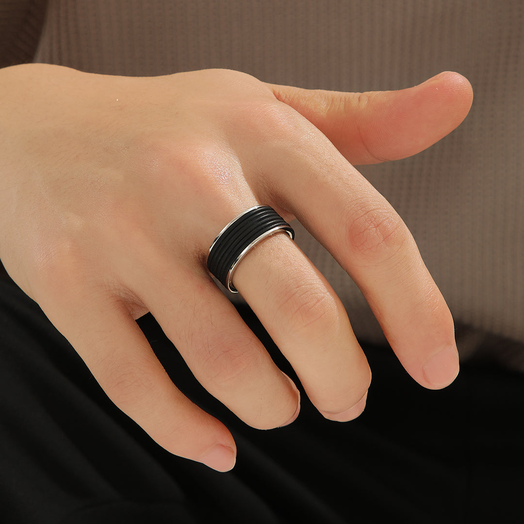 Urban Black Striped Ring