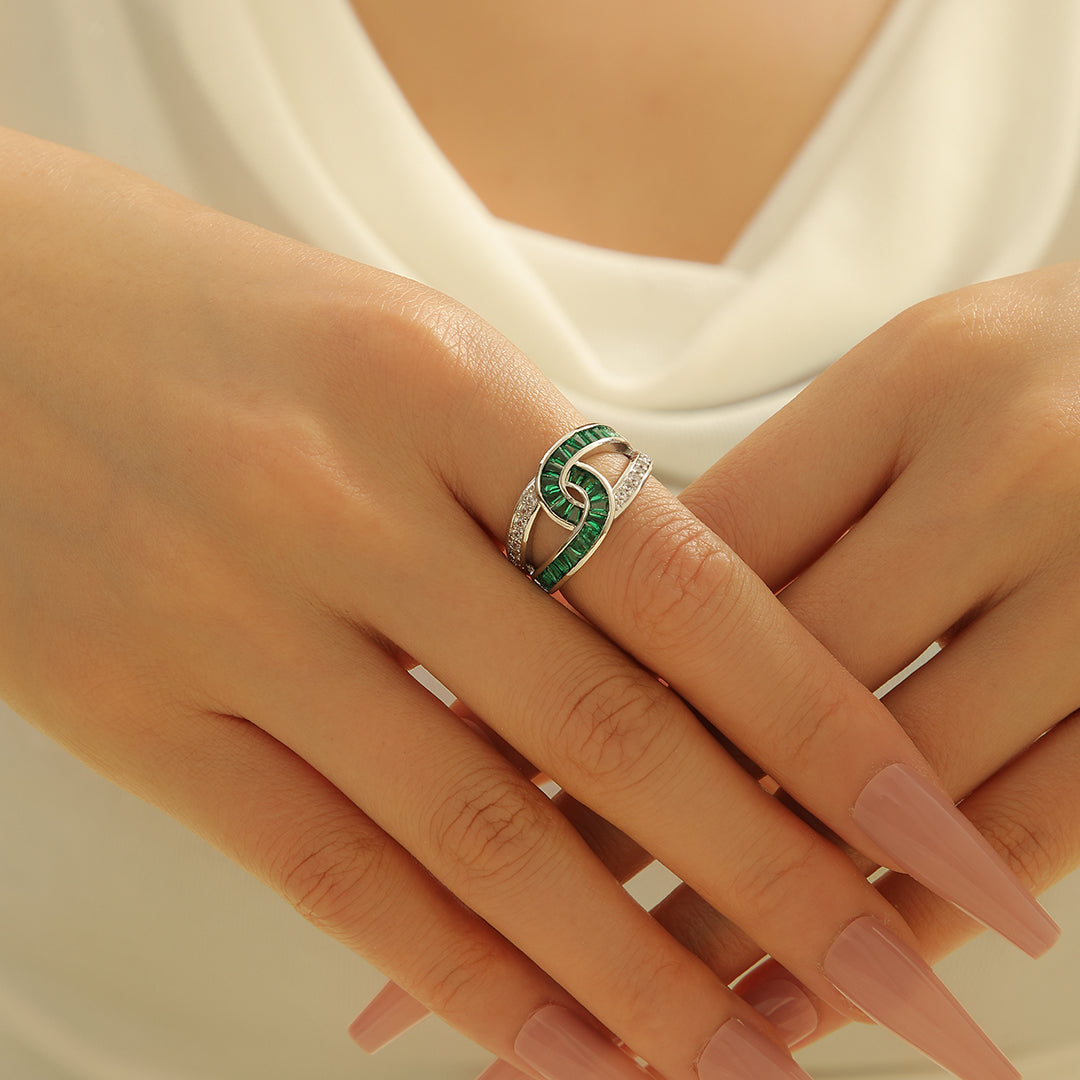 Luxe Intertwine Emerald Gem Ring - Reet Pehal