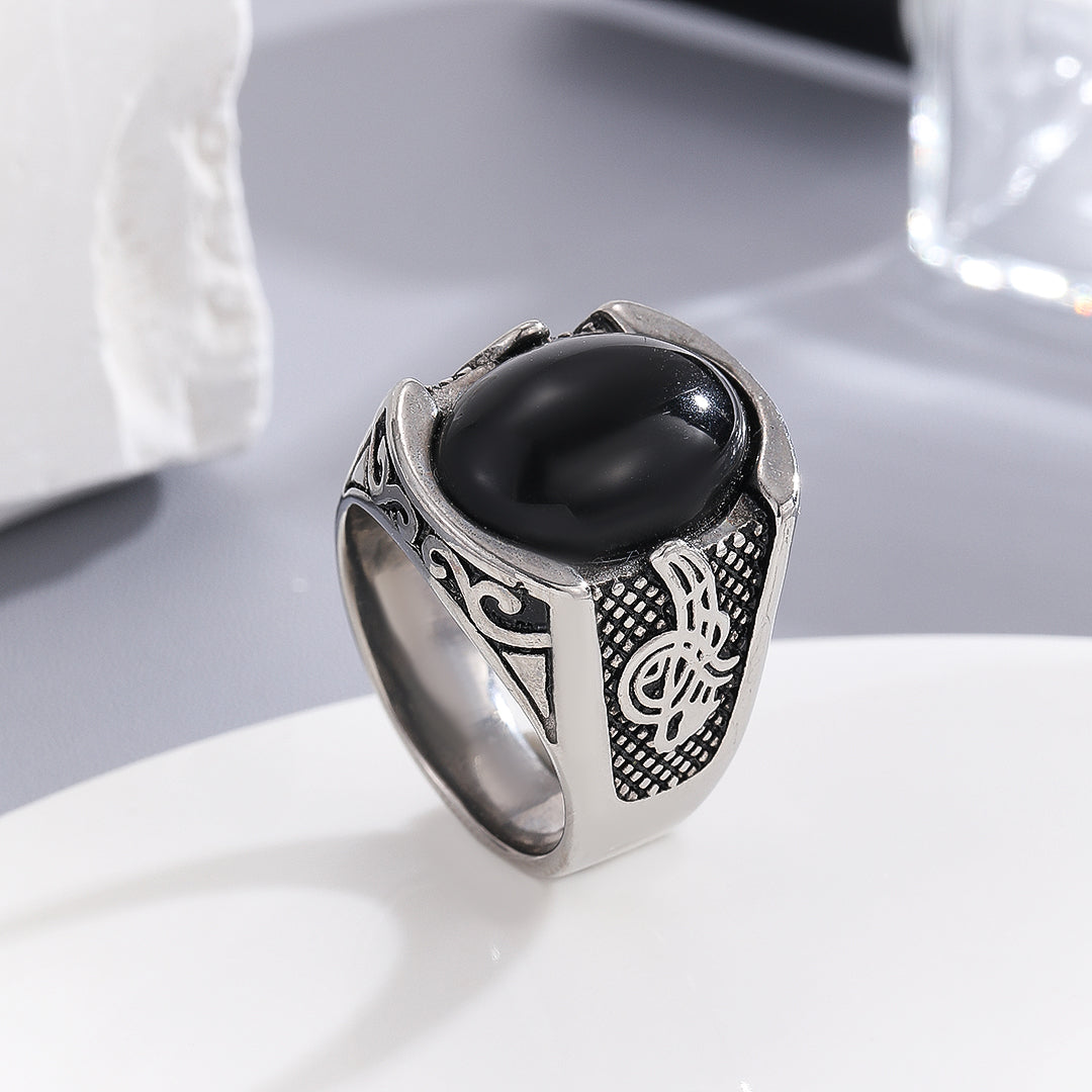 Melodic Silver Onyx Elegance Ring