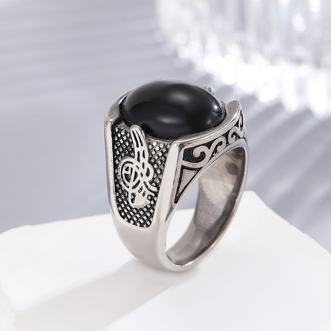 Melodic Silver Onyx Elegance Ring