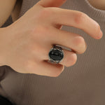 Load image into Gallery viewer, Melodic Silver Onyx Elegance Ring
