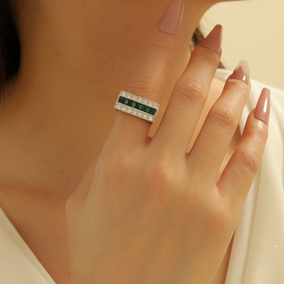 Modern Allure Emerald Gemstone Ring - Reet Pehal