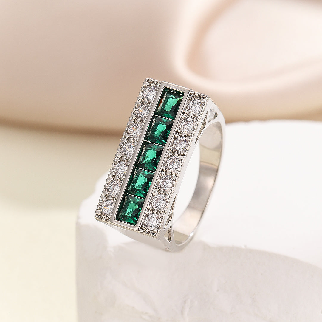 Modern Allure Emerald Gemstone Ring - Reet Pehal