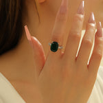 Load image into Gallery viewer, Sparkly Emerald Halo Ring - Reet Pehal
