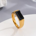 Load image into Gallery viewer, Classic Rectangular Onyx Inset Ring
