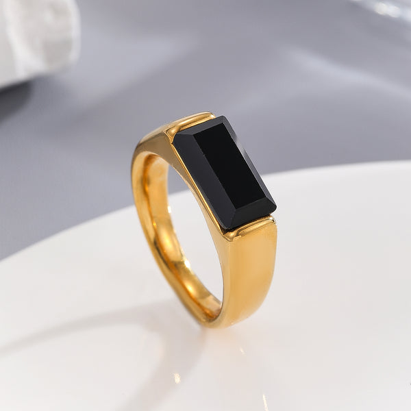 Classic Rectangular Onyx Inset Ring