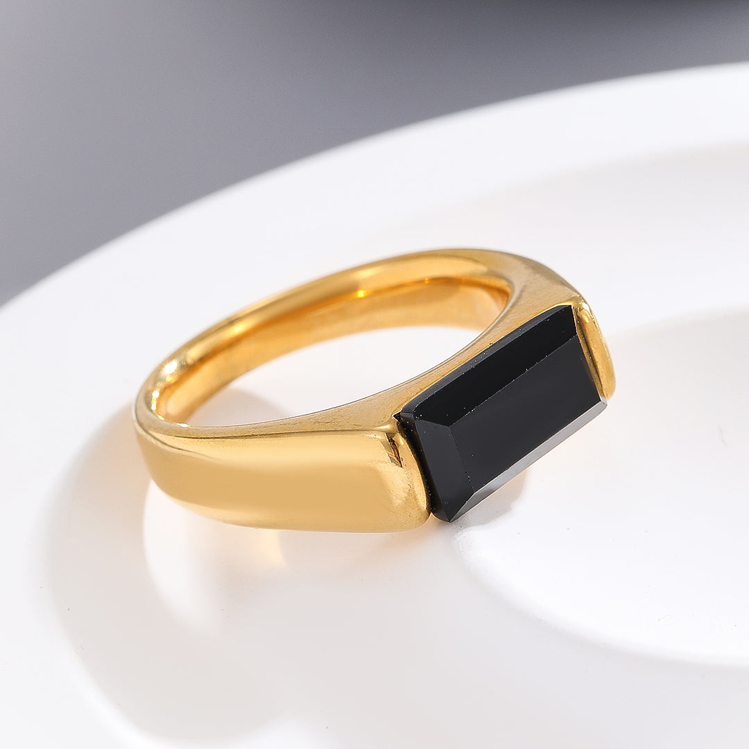 Classic Rectangular Onyx Inset Ring