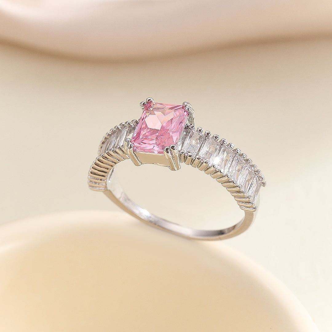 Deluxe Pink Princess Cut Diamond Ring - Reet Pehal