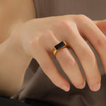 Load image into Gallery viewer, Classic Rectangular Onyx Inset Ring
