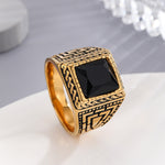 Load image into Gallery viewer, Luminous Gold-Encrusted Onyx Ring
