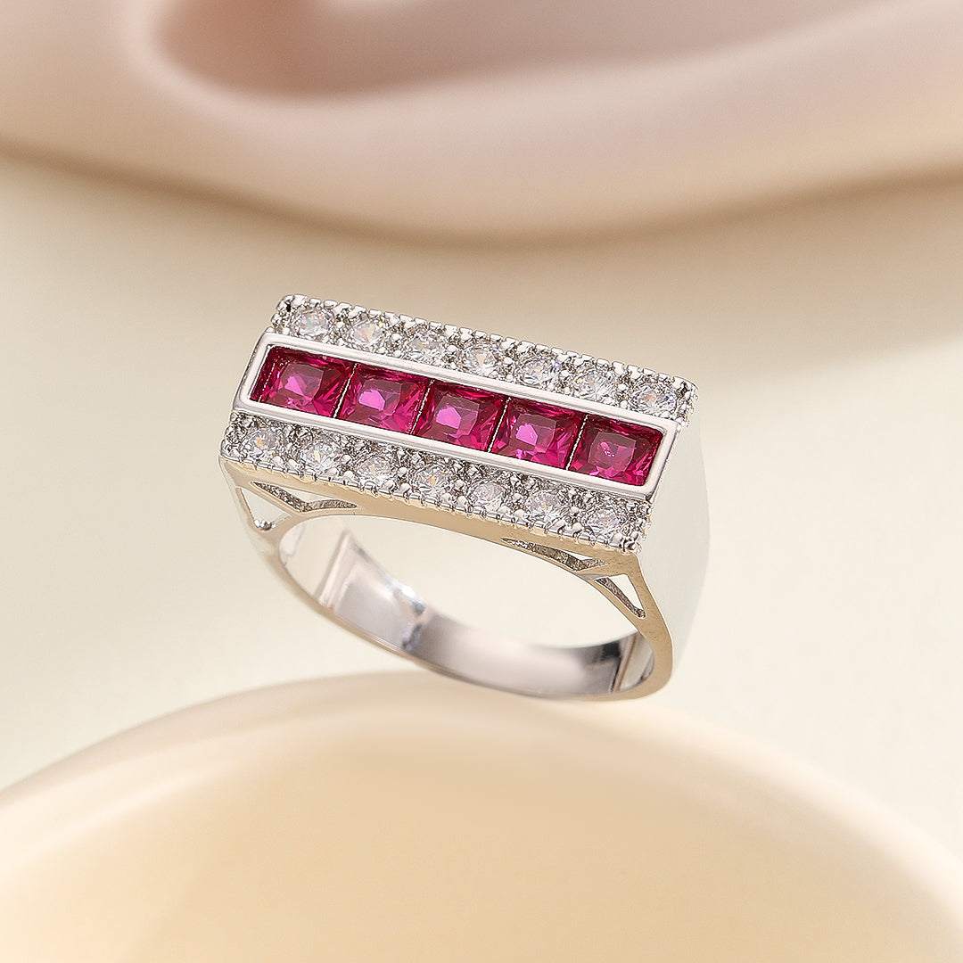 Modern Allure Pink Gemstone Ring - Reet Pehal