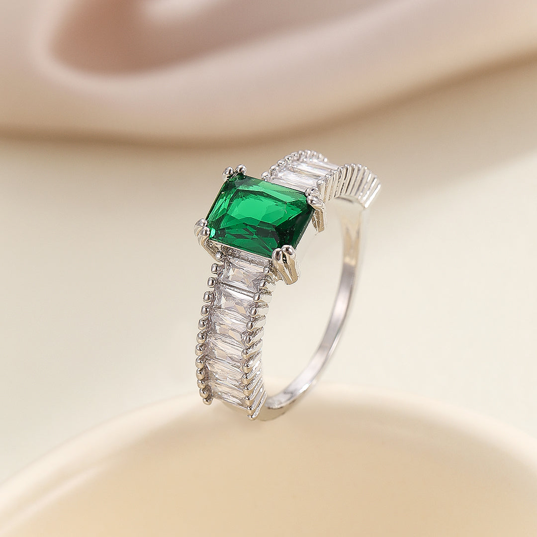 Deluxe Emerald Princess Cut Diamond Ring - Reet Pehal