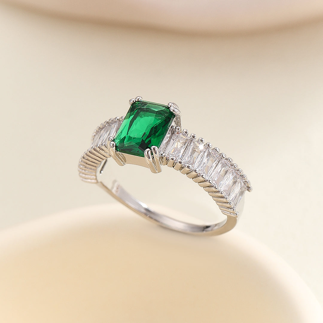 Deluxe Emerald Princess Cut Diamond Ring - Reet Pehal