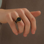 Load image into Gallery viewer, Crystal-Crowned Noir Statement Ring
