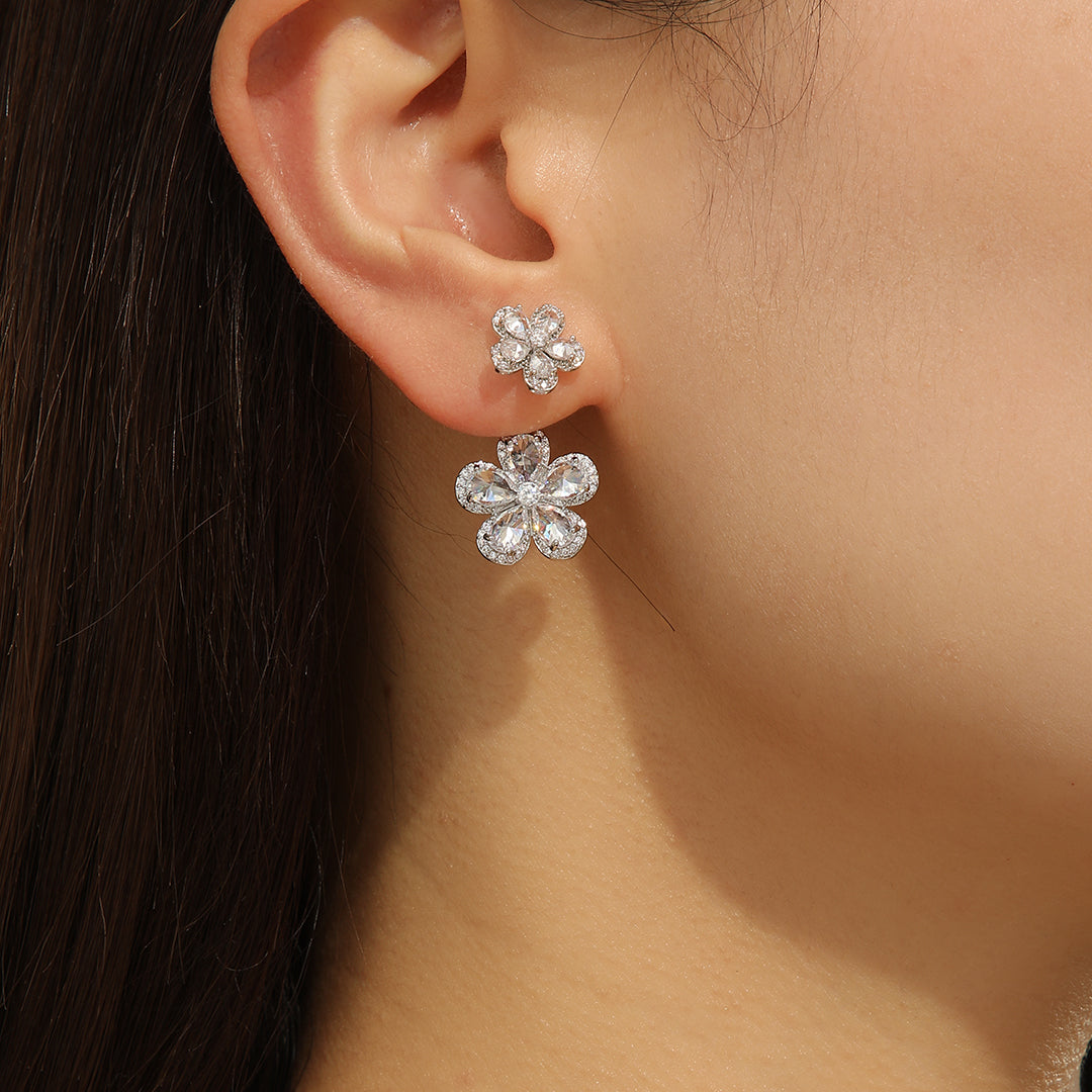 Beautiful Silver Floral Delight  Earrings - Reet Pehal