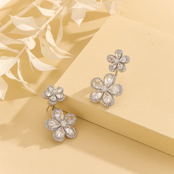 Beautiful Silver Floral Delight  Earrings - Reet Pehal