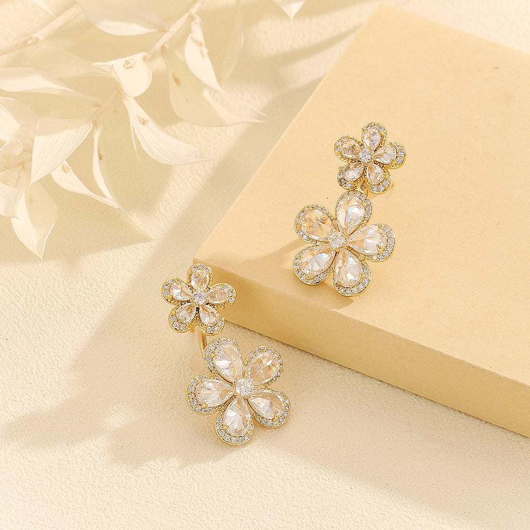 Beautiful Golden Floral Delight  Earrings - Reet Pehal