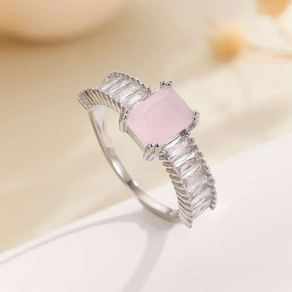 Deluxe Creamy Pink Princess Cut Ring - Reet Pehal