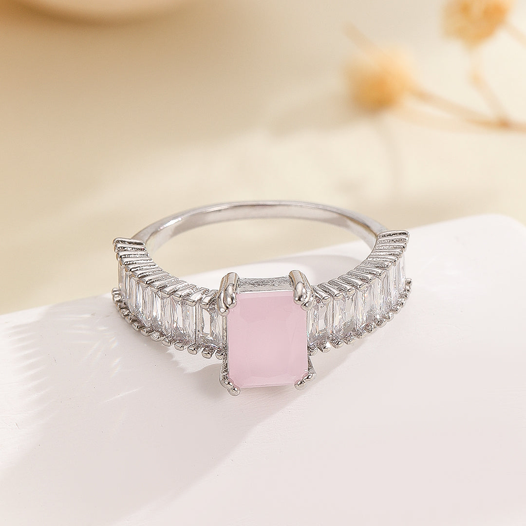 Deluxe Creamy Pink Princess Cut Ring - Reet Pehal