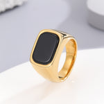 Load image into Gallery viewer, Sleek Noir Reflection Gold Ring
