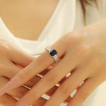 Load image into Gallery viewer, Deluxe Sapphire Princess Cut Diamond Ring - Reet Pehal
