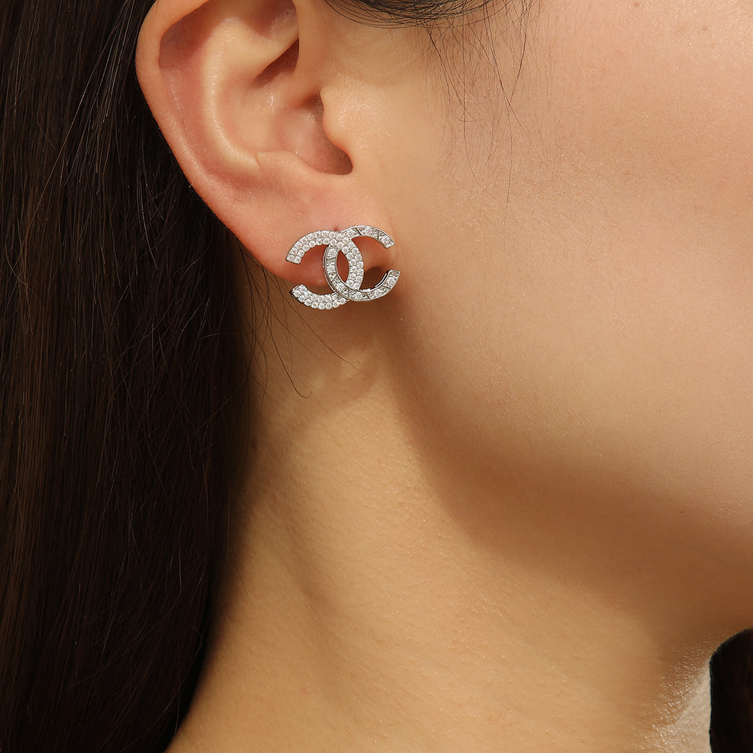Sparkling Silver  Channel Studs - Reet Pehal