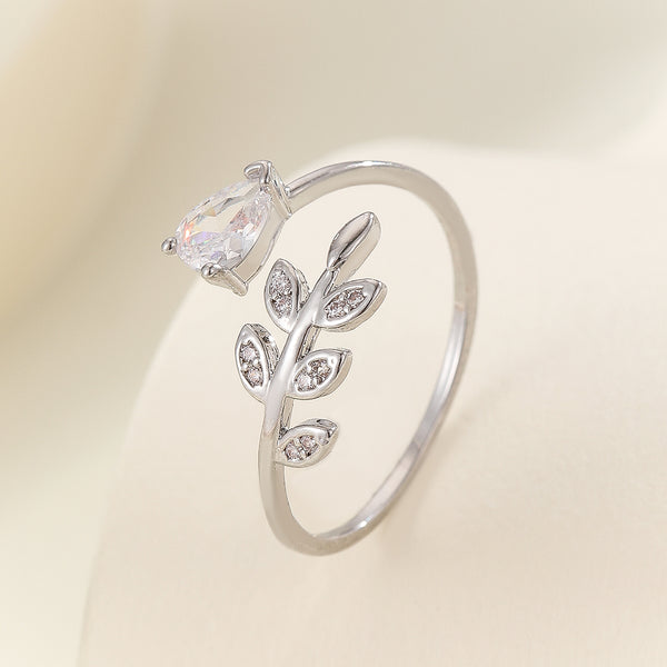 Pretty Silver Leafy Radiance Ring - Reet Pehal