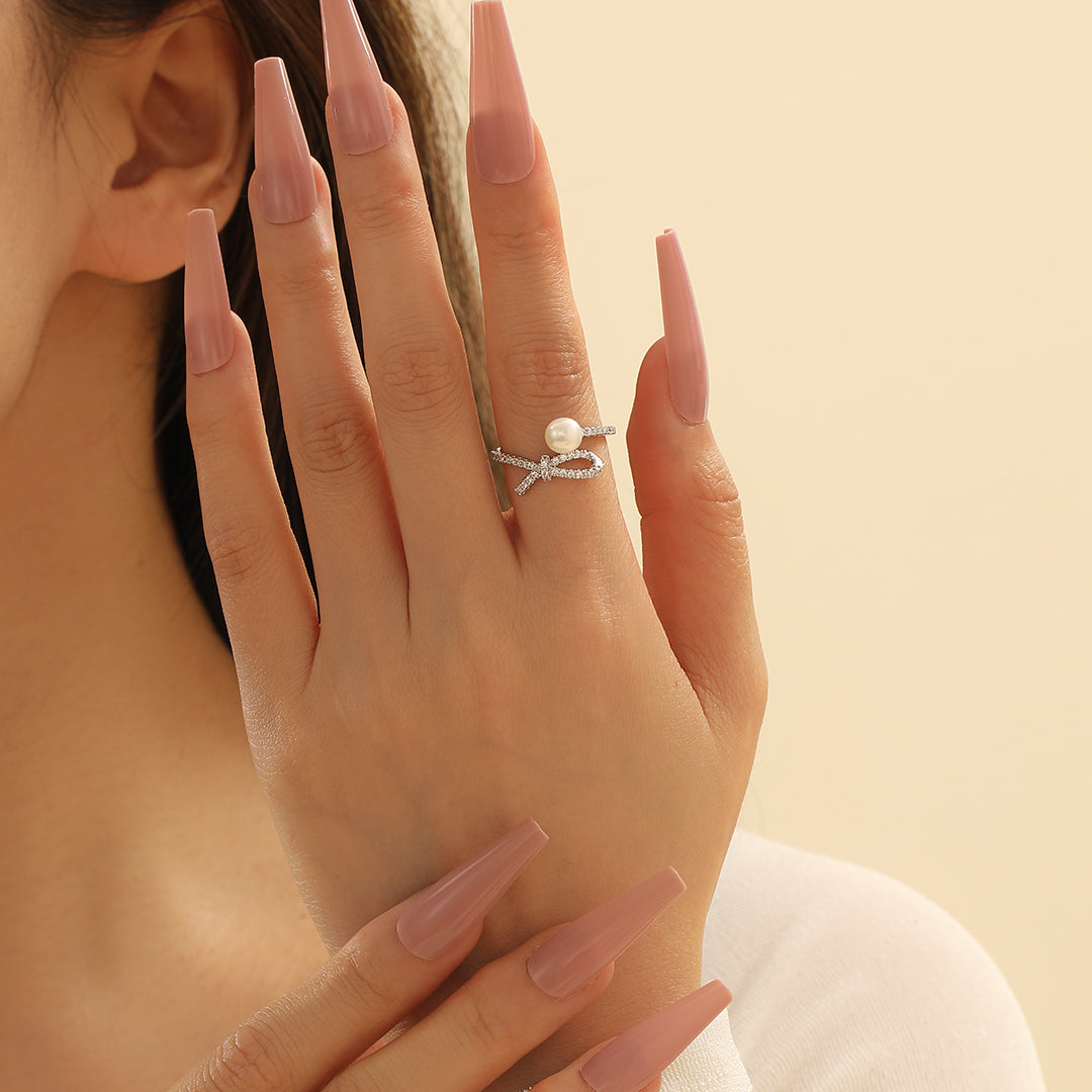 Marvelous Gem-Embellished Helix Pearl Ring - Reet Pehal