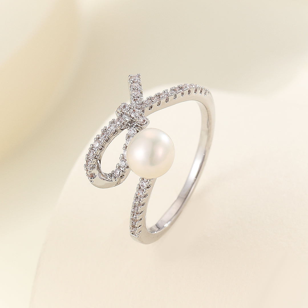 Marvelous Gem-Embellished Helix Pearl Ring - Reet Pehal