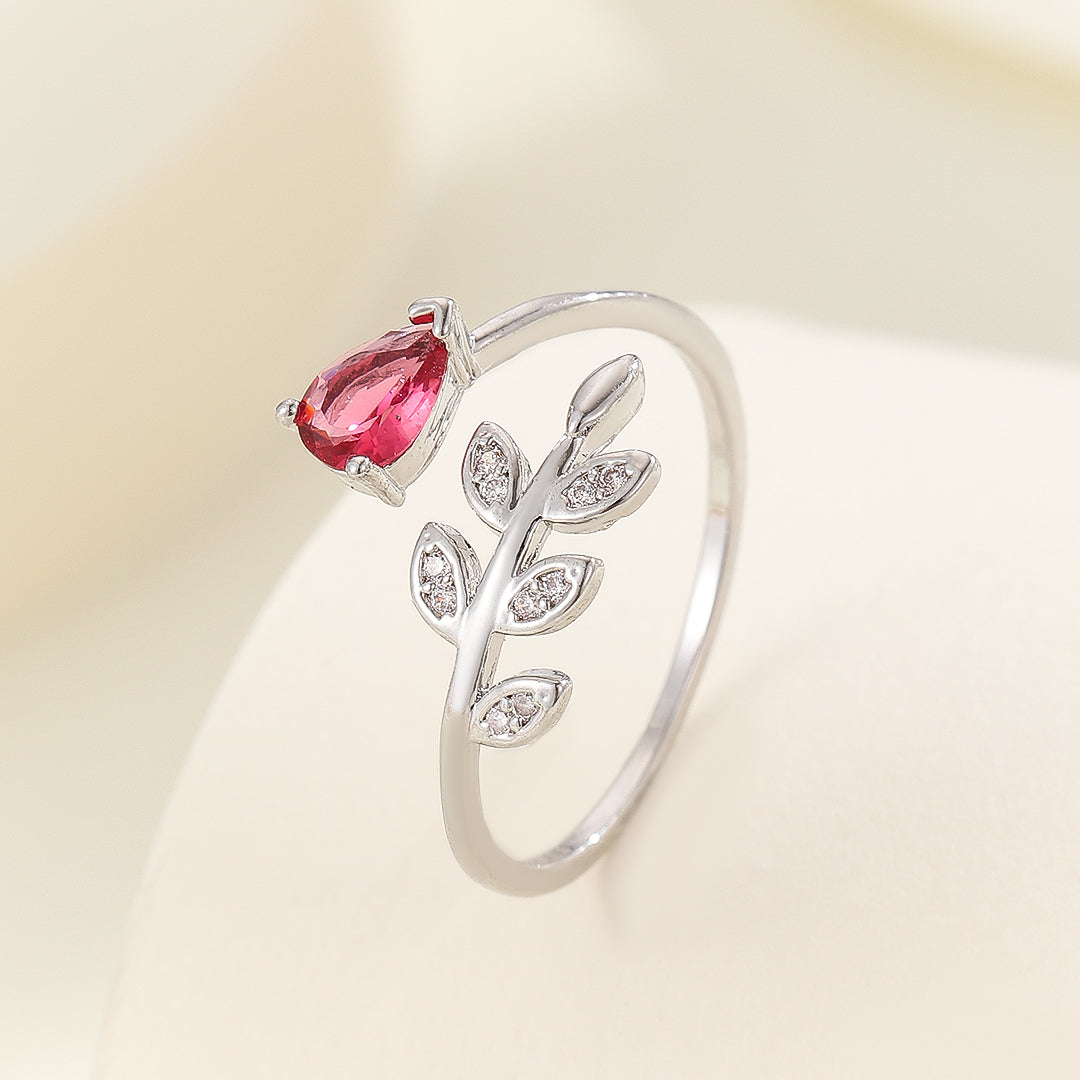 Pretty Ruby Leafy Radiance Ring - Reet Pehal