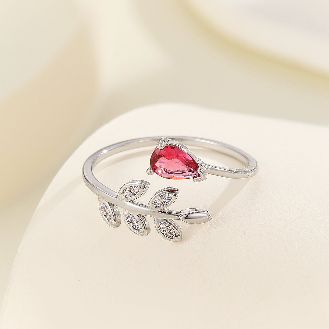 Pretty Ruby Leafy Radiance Ring - Reet Pehal