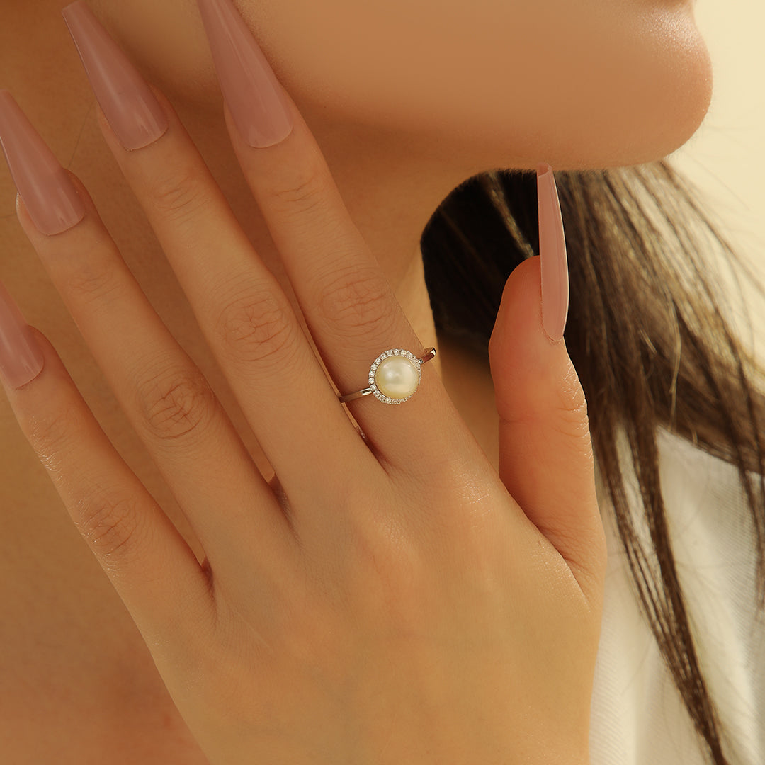 Graceful Diamond-Pearl Harmony Ring - Reet Pehal