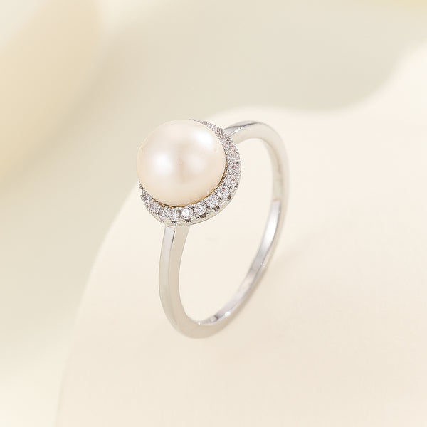 Graceful Diamond-Pearl Harmony Ring - Reet Pehal