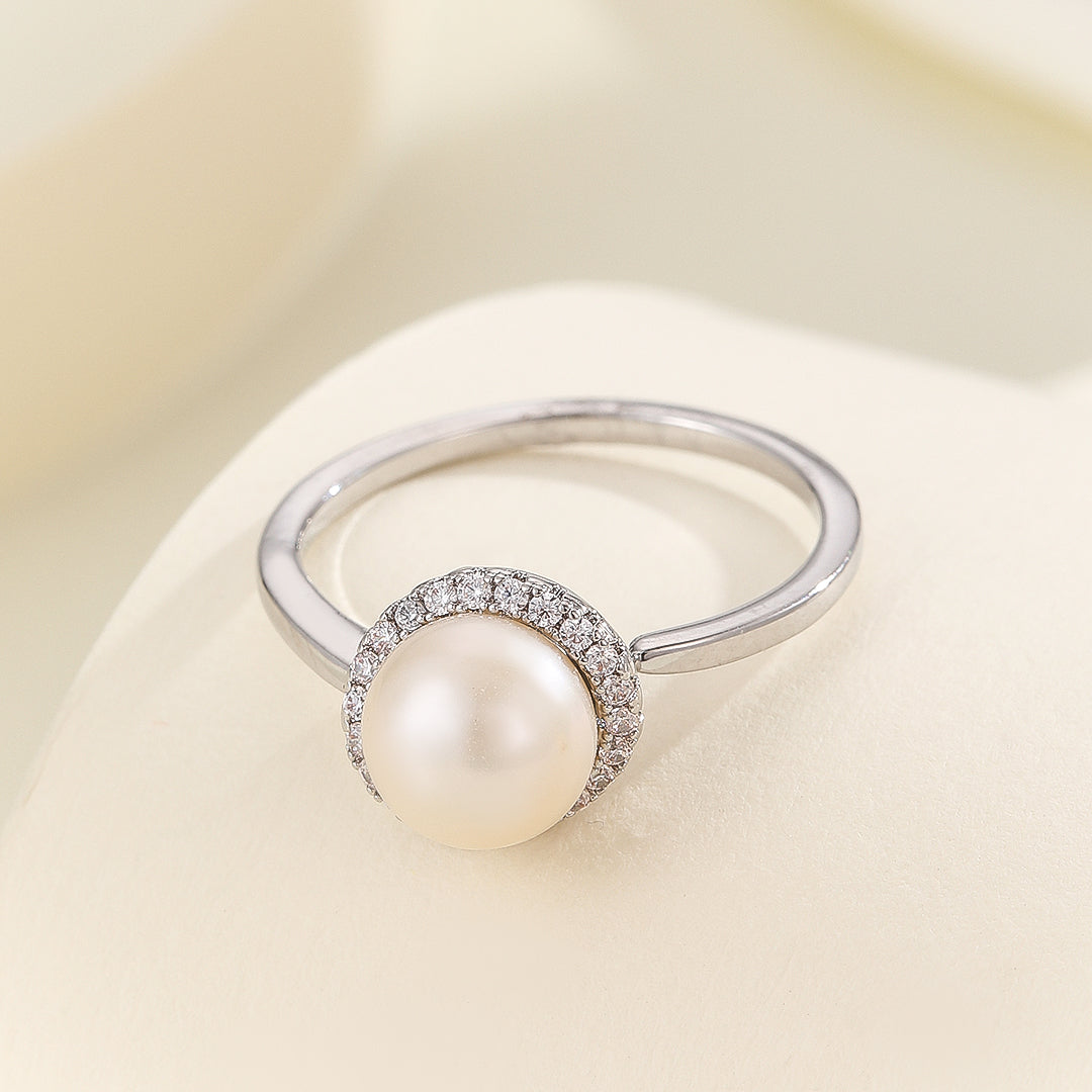 Graceful Diamond-Pearl Harmony Ring - Reet Pehal