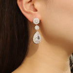 Load image into Gallery viewer, Elegant Golden Floral Drop Earrings - Reet Pehal
