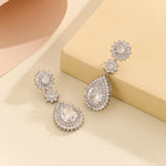 Load image into Gallery viewer, Elegant Silver Floral Drop Earrings - Reet Pehal
