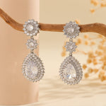 Load image into Gallery viewer, Elegant Silver Floral Drop Earrings - Reet Pehal
