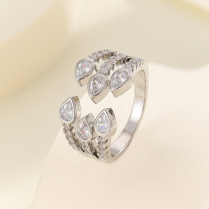 Sparkling Silver Teardrop Harmony Ring - Reet Pehal