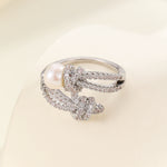 Load image into Gallery viewer, Radiant Ribbon Pearl Ring - Reet Pehal
