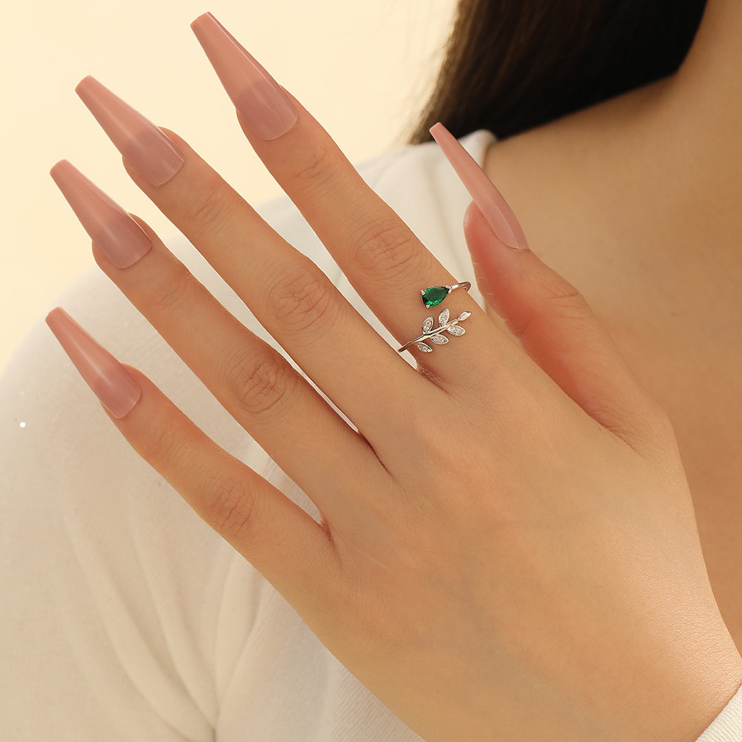 Pretty Green Leafy Radiance Ring - Reet Pehal